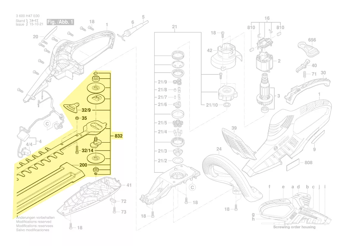jeu de couteaux pour taille-haie BOSCH AHS 60-26 2609005914